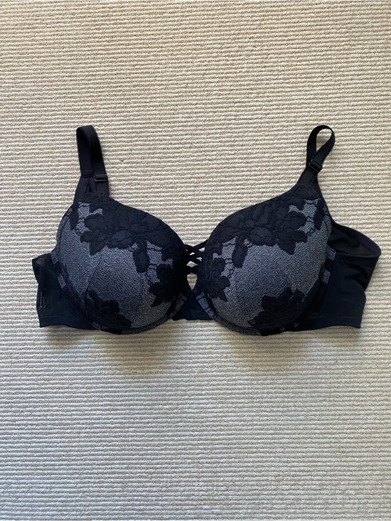 torrid Other - torrid Black & Gray Lace-Overlay Underwire Bra XO Boost Plunge 42F 42DDD